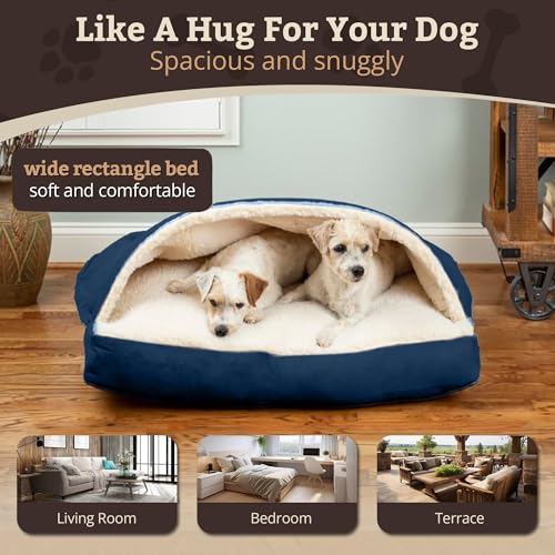 Rectangle Cozy Cave Dog Bed (Sapphire / Small)