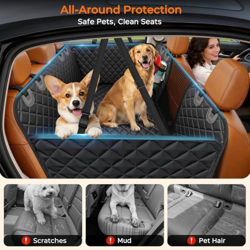 Hard Bottom Dog Car Seat Cover for Back Seat (Matte Black / Standard - 54" Length)