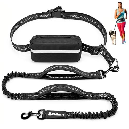 Hands Free Dog Leash with Pouch (Black for 1)