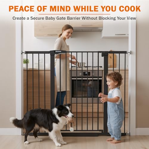 36" Extra Tall Baby Gate for Stairs (Black / 29.7-51"W x 36"H)