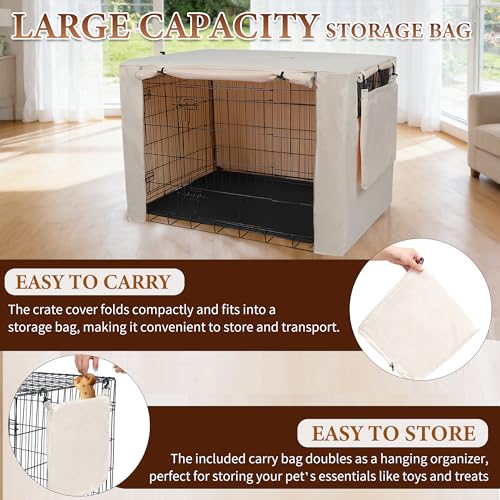 Dog Crate Cover (42.0"L x 28.0"W x 30.0"H / Beige)