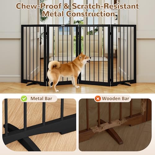 32" Extra Tall Free Standing Dog Gate Indoor (Black / 4-Panel, 32"Tall)