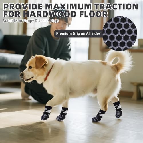 Dog Socks Shoes for Hot Pavement (Black / X-Small(4 Pack))