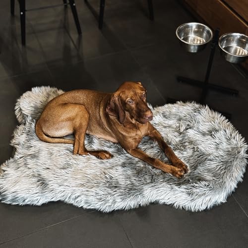 Faux Fur Orthopedic Dog Bed (Grey / Giant)