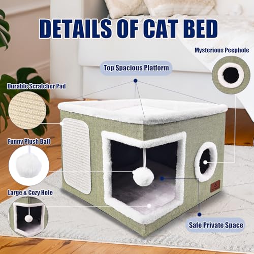 Cat Beds for Indoor Cats (Green / Single)