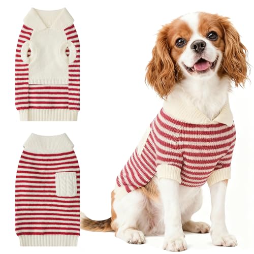 Small Dog Sweater (White Stripe Pullover(Order One Size Up) / XX-Large)