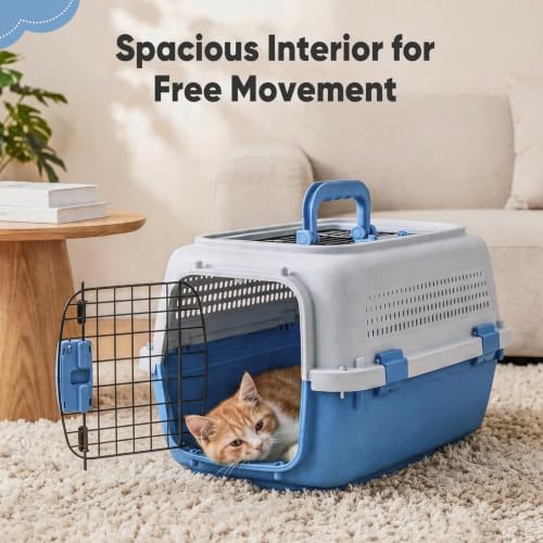 23" Hard Sided Pet Carrier for Small Pets (Modern Blue / 22.4"L x 14.6"W x 13.0"H)
