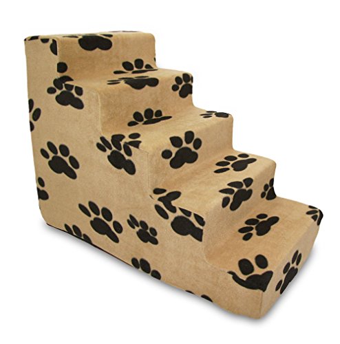Dog Stairs & Steps (Paw Print on Beige / H: 22.5 Inches)