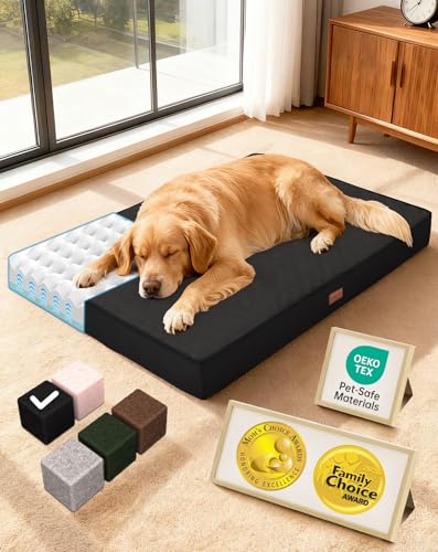 Orthopedic Waterproof Large Dog Bed (41" x 28" x 4" (For Crate) / 03-Black)