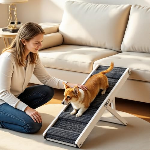 Dog Ramp for Couch Foldable (White / 32")