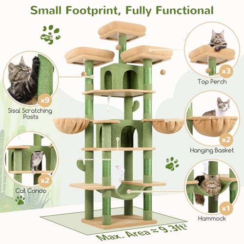 Big XXL Cactus Cat Tower for Indoor Multiple Cats (Cactus / 80inch)