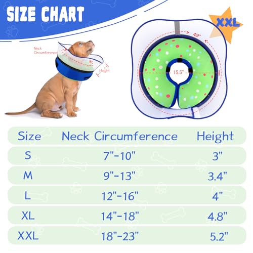 Elevated Inflatable Dog Cone Collar Alternative After Surgery (Donut Green / XXL(Neck 18.5"-23.5"))