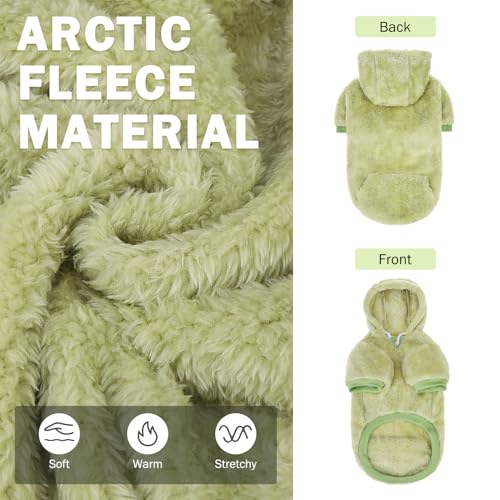 Fleece Dog Sweaters Hoodie for Small Medium Large Dogs Girls Boys (X-Small / Green)