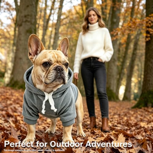 Fleece Dog Hoodie with Leash Hole Dog Clothes for Small to Large Dogs (Gray stripes / XX-Large)