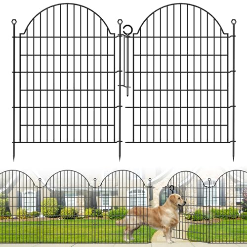 5 Panels No Dig Decorative Garden Fence with Gate (Black / 40 in(H))