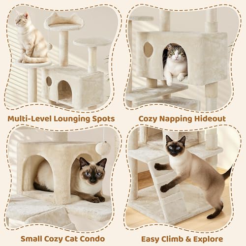 70in Multi Level Sturdy Cat Tree (Beige / 70in)