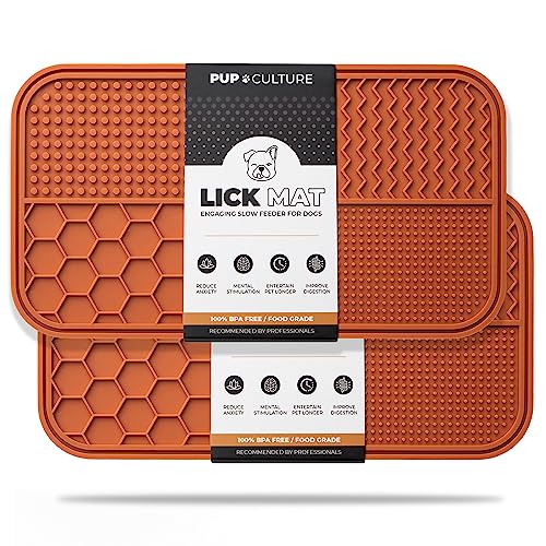 Dog Lick Mat for Dogs (2 Pack / Orange)