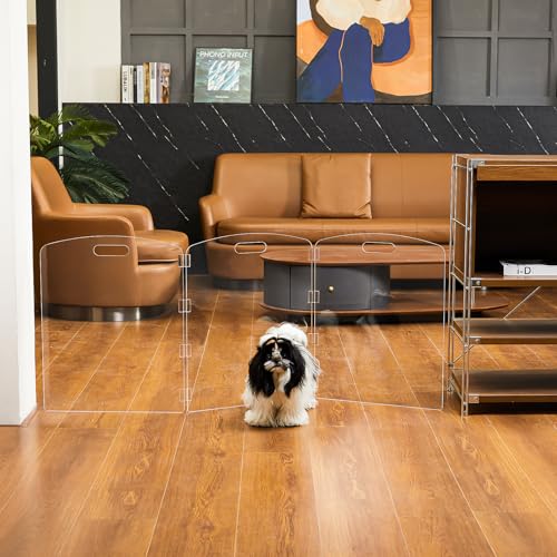 Modern Frame Clear Acrylic Freestanding Pet Gate (24" Height-3 Panel)