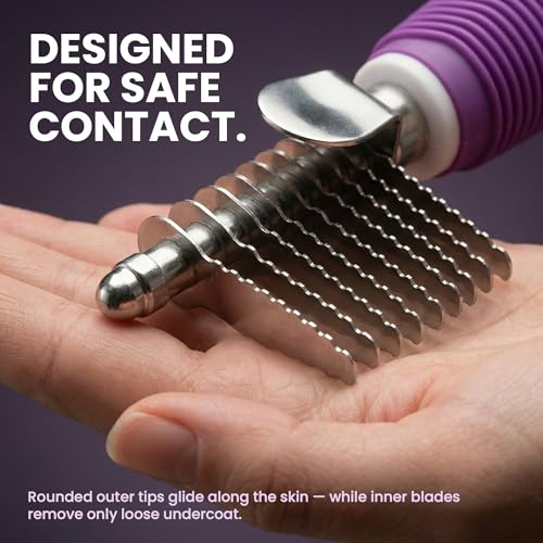 Poodle Dematting Fur Rake Comb Brush for Dogs and Cats (Purple / Dematting Comb)