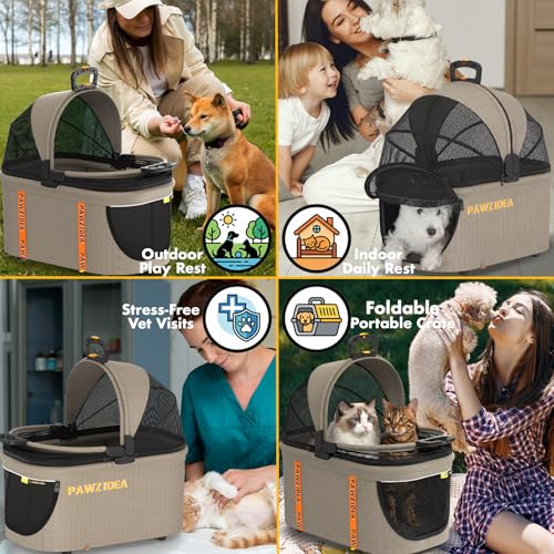 Pet Stroller 4 (Khaki Plaid)