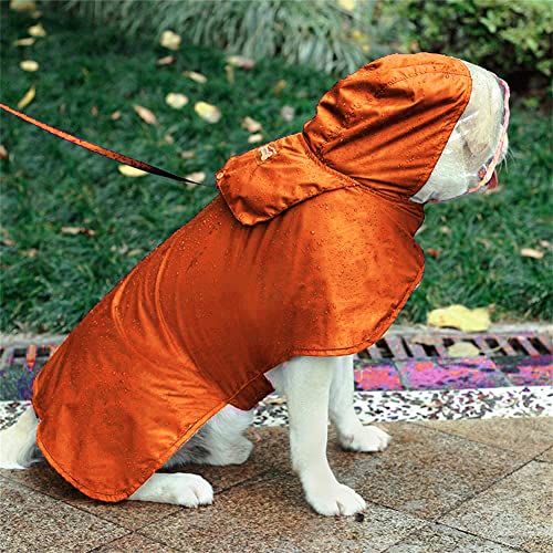 Pet Raincoat Packable Hooded Dog Rain Jacket Reflective Strips Lightweight Adjustable Poncho for Small Medium Large Dogs Orange XL (XL (Back:20 Inches) / Orange)