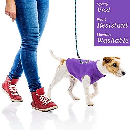 4 Pcs Fleece Dog Sweater Vest (Gray, Green, Purple, Blue / L)