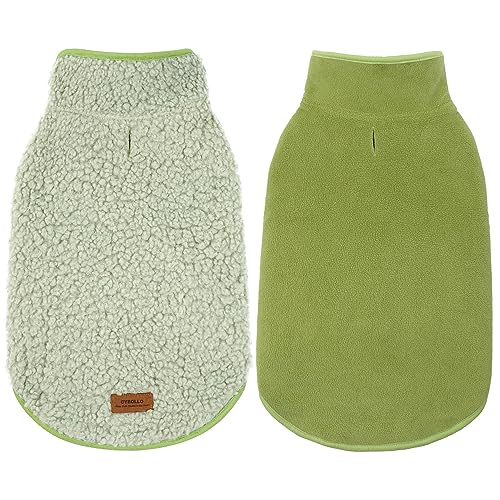 Sherpa Dog Coat Reversible Dog Jackets for Small Dogs (Large (16-21lbs) / Green)