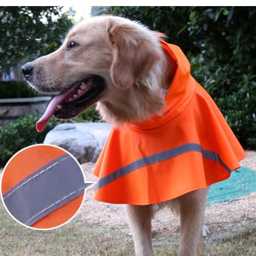 Dog Raincoats with Reflective Strip Hoodie (B2-Orange / 16A (20-30 lbs))