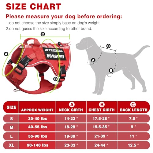 Service Dog in Training Mesh Harness with 10 Removale Pet Patches (Medium / Red)