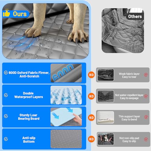 Dog Car Seat Cover for Back Seat (Grey / L - For Cars/SUV/ Sedans/MPV)