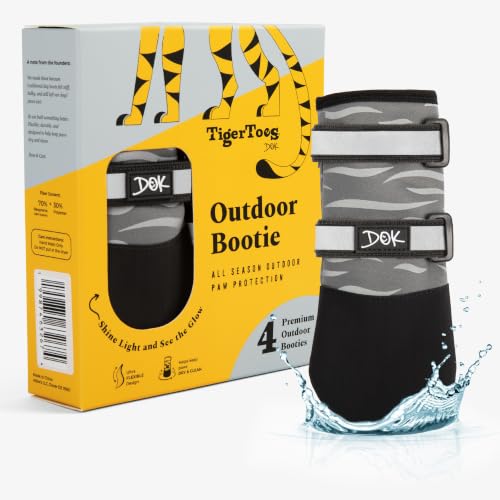 TigerToes Premium Neoprene Dog Booties for Hot Pavement (Grey / 4)