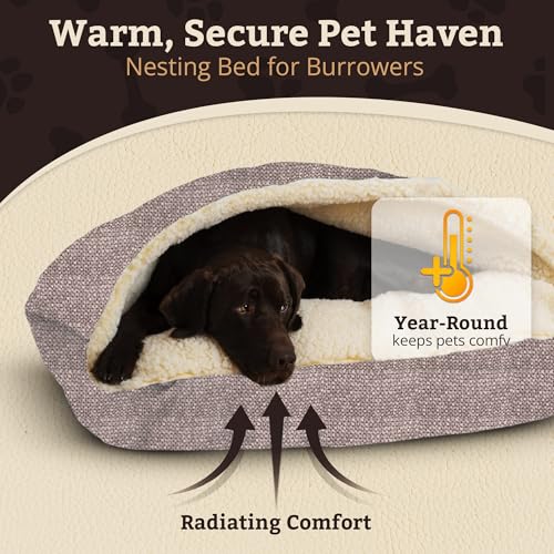 Rectangle Cozy Cave Dog Bed (Merlin Linen / Small)
