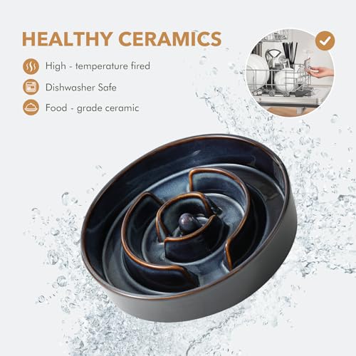 Ceramic Slow Feeder Dog Bowls (1 x Starry Sky - A / XL- 9.5inch / 3.2 Cups)