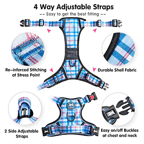 Plaid Dog Harness Small (S / Checkered Blue & Red)