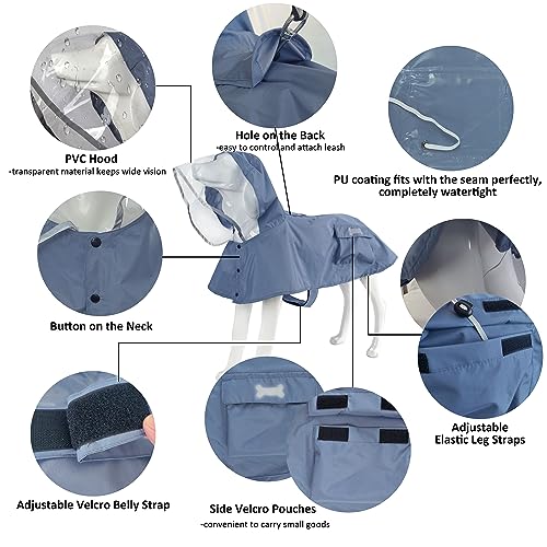 Waterproof Dog Raincoat (Blue&Grey / Small)