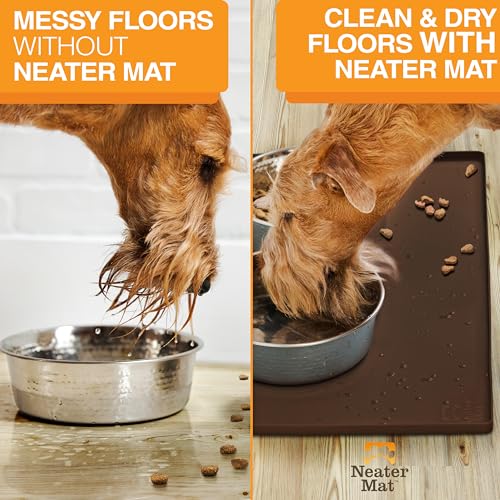 Neater Mat Pet Mats for Food and Water (19"L x 12"W / Brown)