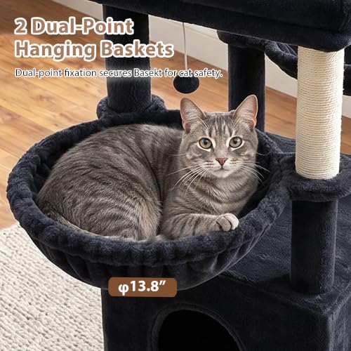 Cat Tree 78.7'' Tall Tower with Extra Wide Top Platform GCT804G (78.7 inches / Smoky gray)