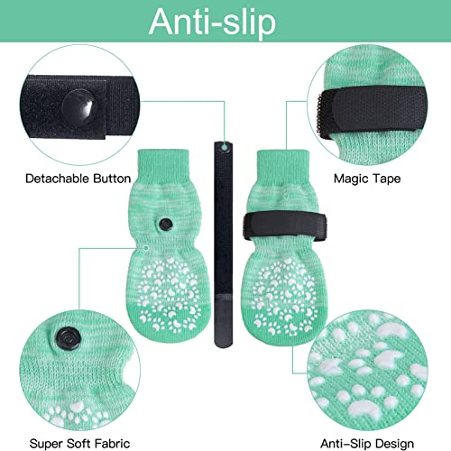 6PCS Anti Slip Dog Socks to Prevent Licking Paws (Small (6 Count) / Green Cyan)