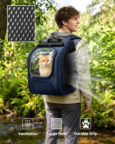 Cat Backpack Carrier (Blue / 12.6"L x 10.2"W x 16.5"H)