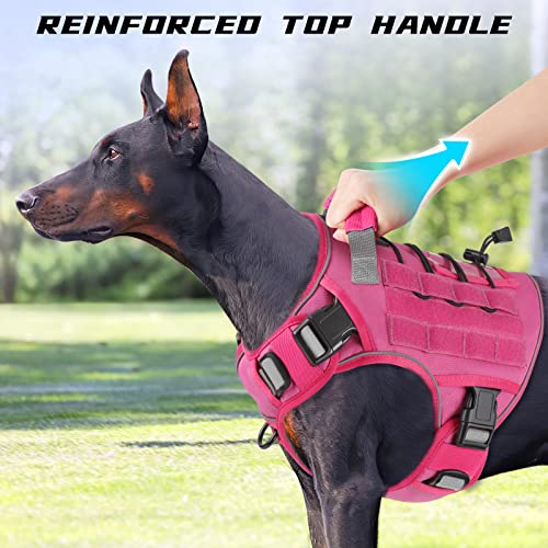 Pink Tactical Dog Harness for Small Dogs (Pink / Small: 15-30 lbs (Chest:20-26",Neck:15-18"))