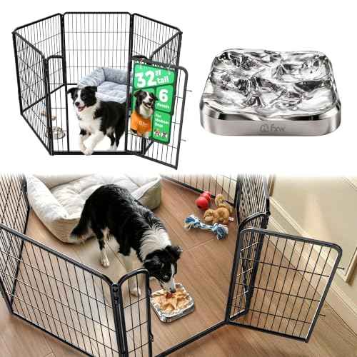 Homeplus Indoor Dog Playpen with Lick Mat (Black / 32"H)