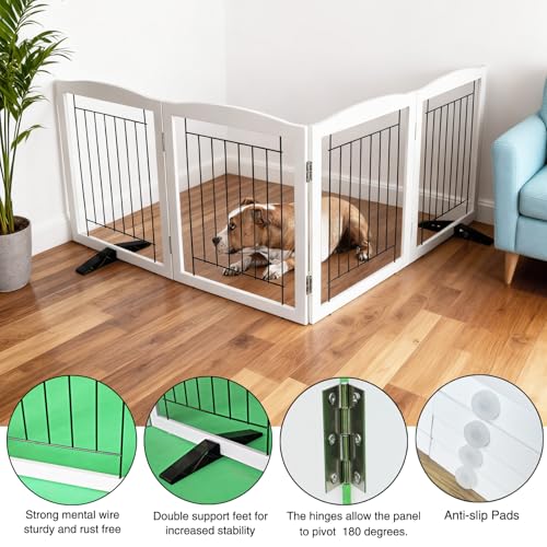 Freestanding Dog Fence Indoor (White / 【4 Panels】80''w x 32''h)