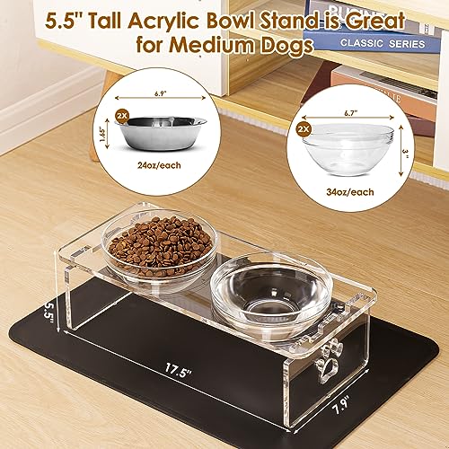 Elevated Dog Bowls for Medium Dogs (Medium Dogs-5.5" Height)