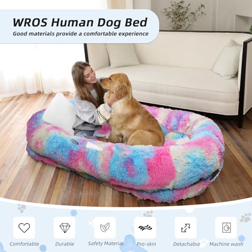 Human Dog Bed (71.0"L x 45.0"W x 12.0"Th / Rainbow)