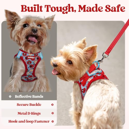 Dog Harness Small Sized and Leash Set (Apple Pups / S (chest: 15.1 - 16.5"))