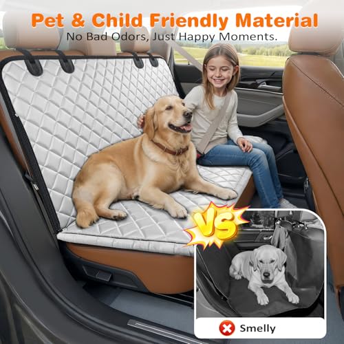 Dog Car Seat Cover for Back Seat (Light Gray / Standard - 54" Length)