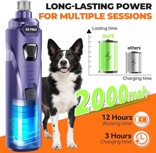 Whisper Quiet Dog Nail Grinder Safe & Stress (Blue)