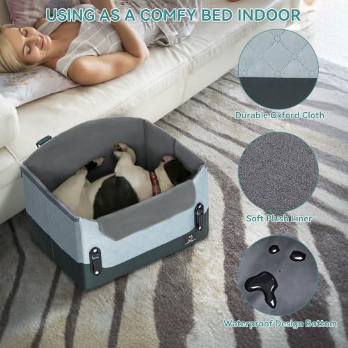 Dog Car Seats for Small Dogs (Dark Green with Pattern / Small)
