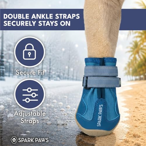 365 Dog Shoes (365 Blue / Size 3: 2"x2.36"(W*L) (Pack of 4))