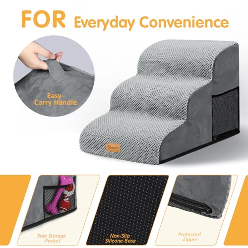 3 Tiers Foam Dog Ramps (Grey / 23.6*15.7*15.7)